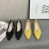 Casual Shoes 2024 Fashion Breathable Mustard Yellow Ballet Flats Pointed Toe Slip On Loafers Women Soft Rubbler Sole Boat