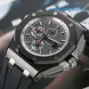 Athleisure AP Wrist Watch Royal Oak Offshore Series 26405ce Black Ceramic Back Transparent Trois Eyes Timed Mens Mens Fashion Leisure Business Sports Machinery