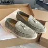 Laarzen jawakye suède platte schoenen vrouwen multicolor echte lederen slipon loafers metaal slot decor casual mocassins dames schoenen echte foto's