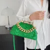 Hobo 2024 Luxury Women Pink Green Peat Shoulder Bags Gold Thick Chain Messenger Totes Pu Leather Handväskor Lady Evening Clutch