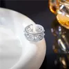 2PCS Wedding Rings Vintage Palace Style Hollow Lace Rings New Chinese Style Open Ring Womens Fashion Light Luxury Female Jewelry