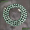 Colares pendentes Gra Moissanite Diamond Tennis Chain Wide 8mm Corte redondo verde azul 925 Sier Hip Hop Drop Deliver