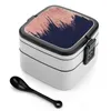 Serviesgoed Marineblauw Abstract Faux Rose Gold Penseelstreken Bento Box Student Camping Lunch Diner Boxen