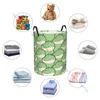 Laundry Bags Basket Round Dirty Clothes Storage Foldable Cute Smile Crocodile Face Hamper Organizer