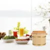 Opslagflessen houten vat rijst portie houder sushi display emmer gekookte mengcontainer deksel met