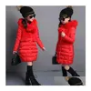 Down Coat Winter Girls Jackets Warm Long Fur Parka Childrens Winddicht Dikke jassen Tiener Solid kraag bovenkleding