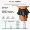 Urban Sexy Dresses Women Latex Patent Leather Pleated Skirts Black Mini Skirt Shorts Sexy Low Waist Micro Skirts Garter Belts Metal Clips Miniskirt 240403