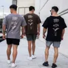 Męskie koszulki Nowe swobodne luźne koszulki męskie bawełniane krótkie rękawe TEES TOPS Summer Gym Fitness Shirt Męska moda odzież uliczna 2443