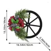 Decorative Flowers Christmas Wreath Wagon Wheel Bowknot Hanging Ornament Year Home Decorations Drop