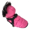 Dog Apparel Fur Collar Jacket For Small Dogs Super Warm Waterproof Winter Pet Clothes With Harness Zipper Coat Chihuahua Yorkshire