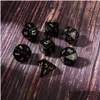 Loose Gemstones Natural Obsidian Polyhedral Dice 7Pcs Set Dungeons Dragons Stone Dnd Rpg Games Ornaments Spot Goods Wholesale Accept D Otuno