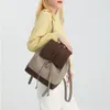 Backpack Loerss Bolsas de grande capacidade de couro genuíno para mulheres, comuta de caldo de colorido com zíper contrastante