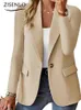 Blazer Woman Fashion Fashion Loose Couleur solide Suit dames Veste élégante Vêtements extérieurs Longsleed 240318