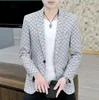 Designer de haute qualité costume imprimé Black Business Luxury V-Neck Mens Blazer Jacket Coat