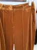Женские брюки с двумя частями высококачественный EST 2024 F/W Дизайнерский набор костюмов для одной кнопки бархатный блейзер Flare 2pcs