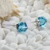 Stud Ohrringe Eulonvan Vintage Fashion 925 Sterling Silber Hochzeit für Frauen Böhmische Drop Blue Cubic Zirkonia S-E30