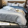 Set di biancheria da letto a colori solidi ricamato da letto cotone foglio copertura semplice fogli set eddones de cama foglio di letti con custodia per cuscini