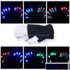 LED -licht stokken Rave Rave Flashing Gloves Glow 7 Modus Up Finging Tip Lighting Pair Zwart Nieuw