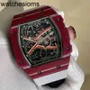 Richardmill Uhr Uhr Datum Luxus Herren mechanische Armbanduhr Farbe Kohlefaser Mesh Hand 6 Shi Red Female 7 Vollautomatisch Q Wein BA