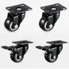 4pcs 1,5 pouces 41 mm robustes lourds 180 kg roues pivotantes noires roues de chariot de chariot