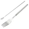 Dinyire Sets Forks BBQ Extendable Dinner Fruit Dessert Longgreep Vork Roestvrij staal bestek servies