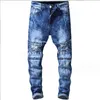 Jeans maschile 2024 nuovi jeans uomini pantaloni motociclistici piegati jeans jeans jeans jeans designer maschile designer blu ricamo jeans