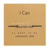 Charm Bracelets Handmade Morse Code Beads Adjustable Black String Bracelet With I Love You Lettering Cardboard Creative Jewelry For Lover