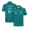 Męski Polos Hiszpański kierowca wyścigów Fernando Alonso 14 i Spacer 18 T-shirty zespołu Moda Aston Martin Owwony koszulki polo 6699ess