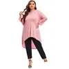 T-shirt da donna Plus size LG manica elegante tunica camicetta Donne Hi Firs Fit Fit Filare Spring Autunno Tops Topsamme di abbigliamento grande 7xl M45 DHFIB