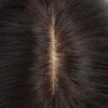 isheeny 12x13cm人間の髪のトッパー8 "12"天然黒い通気性モノベースヘアピース注入ヘアネットトップウィッグクリップ
