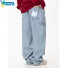 Jeans femminile yiciya oversize oversize nere s-5xl donne hip hop hop in stile graphic blu pantaloni di jeans femminile wdie fidanzato jean casual 2024