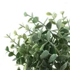 Dekorativa blommor 6 st eucalyptus plastiska konstgjorda blad gäng för hem jul bröllop dekoration liten faux lövverk falska pengar blad