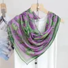Birdtree 100%Mulberry Silk Chiffon Fashion Fashion Print Moms Presente Elegante Spring Spring Spring Fin Shawl A41513QM 240325