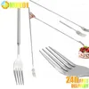 Dinyire Sets Forks BBQ Extendable Dinner Fruit Dessert Longgreep Vork Roestvrij staal bestek servies