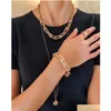 Bracelets de charme Puligem de luxo Hardware gravado em cristal de cobre Esigner Bamboo Lock Round Chain para jóias femininas com Drop de Ot5VB