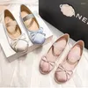 Casual Shoes Women's Mary Jane Round Toe Plus Size Bow Silk Satin Ballet Flats Spring Autumn Zapatos De Mujer