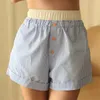 Shorts femminile Y2K Stampa a strisce patchwork elastico pugili casual pantaloni boho donne sciolte di abbigliamento da spiaggia estivo