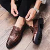Casual Shoes Men Leather Outdoor Formal Business Men's Fashion Black Retro Slip-On Mens Loafers Zapatos Hombre