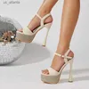 Dress Shoes Liyke Crystal Rhinestone Platform Sandalen voor vrouwen 2024 Zomer Fashion Open Toe Super Thin High Heel Party Maat 41 H2404030NGJ