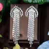 Dangle Earrings HIBRIDE Shiny Cubic Zirconia Long Baguette Tassel Drop For Women Bridal Wedding Jewelry Accessories Bijoux E-780