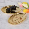 Decorative Figurines Ceramics Food Serving Dish Fruit Bowl Pie Snack Plate Earrings Bracelet Jewelry Holder Case 8inch Gold Plated 3kg