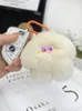 Kawaii Genuine Rabbit Fur Big Eyes Monster Plush Pet Lovers DIY Keychain Pendant Couples Keyring Charms Car Keychain X372 240401