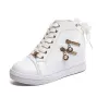 Shoes Comemore 2022 Spring New Inner Heightening Women's Platform Shoes Casual Shoes White High Top Sneakers Short Leather Ankle Boots