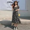 MIDI KLEDING BLOEMS ZWARTE Vrouwelijke jurken 2024 Satijnen bloem damesjurk Silk Chiffon Geel Y2K Retro Sale Summer XXL X G 240403