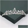 Tiaras Oro Sier Color and Crowns for Wedding Bride Party Crystal Pearls Diadems Rhinestone Ornamenti Accessori di moda Drop Dhwbx