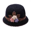 Berets Women Fisherman Hat Wygodne stylowe wełniane czapki dla kobiet z dekoracją kwiatów jesienna zima dla modnych
