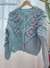 Kvinnokvinnor tröja vintage broderad blomma pullover kvinnlig catwalk stil lös o nackstoppar 2024