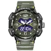 Armbanduhren Smael 8076 Herren Watch Auto Date wasserdicht 5 bar Sport LED Light Wecker Dual Time Display
