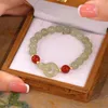 Cazibe bilezik kadın taklit jade chalcedony boncuk bileziği kalp tokası fengshui şanslı bileklik takı pulsera mujer aksesuarları