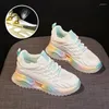 Fitness Shoes Genuine Leather Women Mesh Sneakers 2024 Fashion Candy Color Breathable Platform Small Size 32 Women's